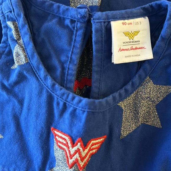 Hanna Anderson & Wonder Woman dress size 3. Red, blue & silver sparkly stars - Picture 5 of 5